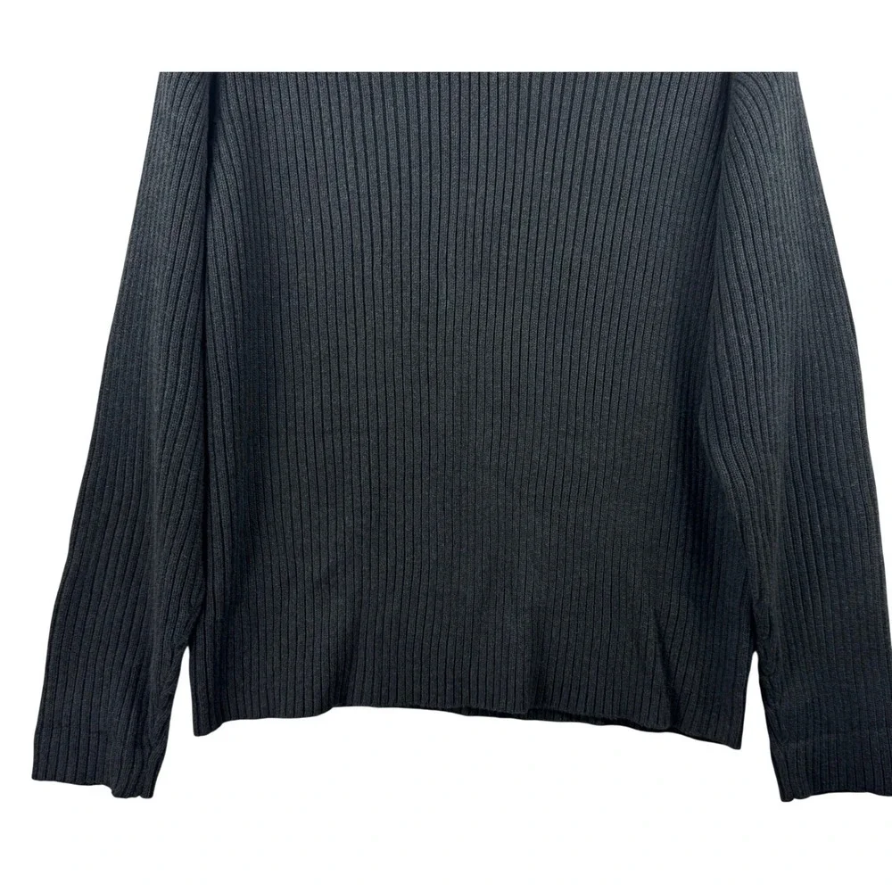 Banana‎ Republic Sweater Mens Large Gray Ribbed Cotton V-Neck Pullover Classic